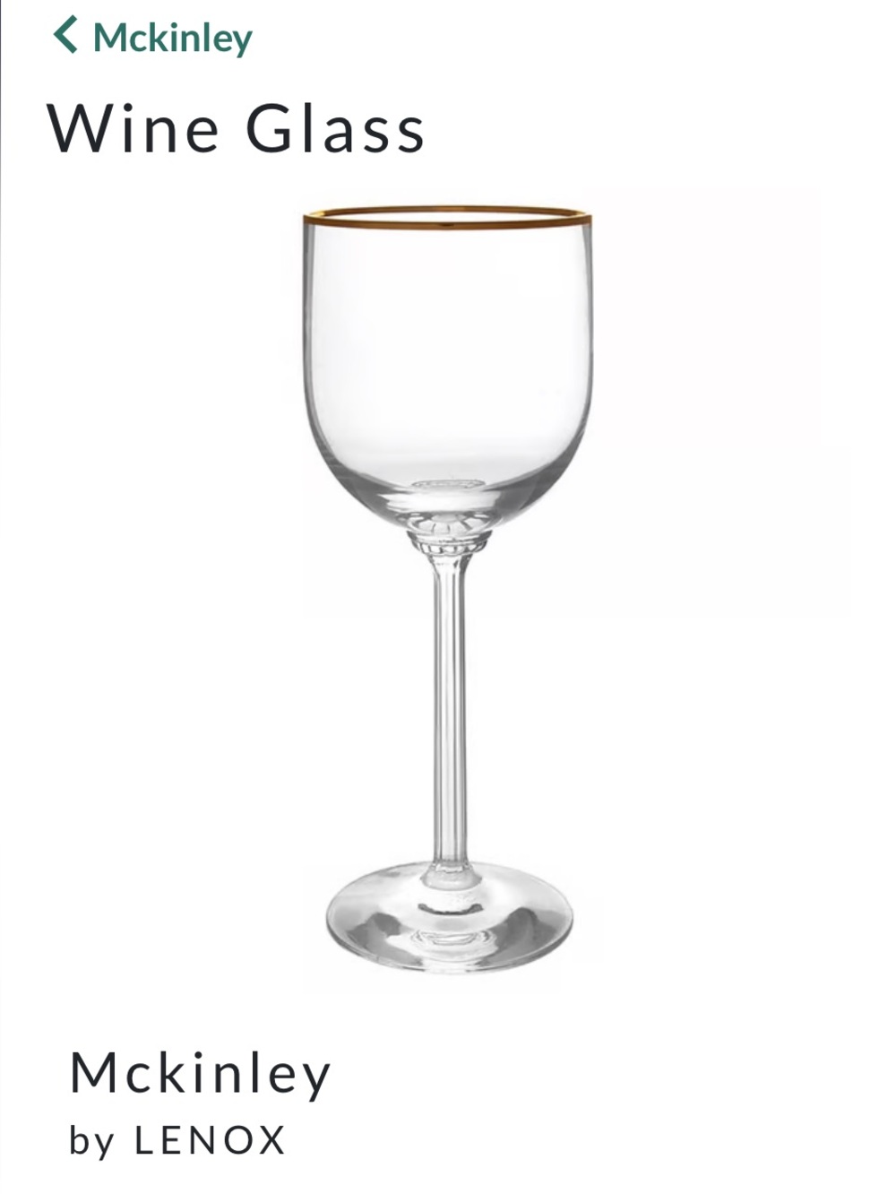 Lenox McKinley Wine Glass with Gold Rim Set of Ten (10) Total